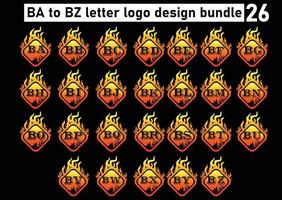 pack de conception de logo et d'icône de lettre de feu ba à bz vecteur