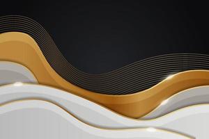 papier dynamique de luxe moderne et élégant superposé blanc et brillant doré avec fond gris vecteur