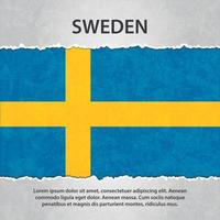 drapeau suédois sur papier déchiré vecteur