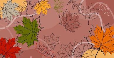 feuilles d'érable d'automne sur un fond coloré - vector