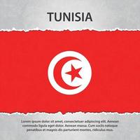 drapeau tunisien sur papier déchiré vecteur
