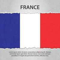 drapeau de la france sur papier déchiré vecteur