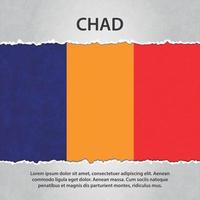 drapeau tchad sur papier déchiré vecteur