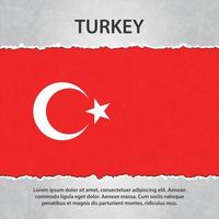 drapeau de la Turquie sur papier déchiré vecteur