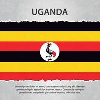 drapeau ougandais sur papier déchiré vecteur