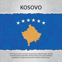 drapeau du kosovo sur papier déchiré vecteur