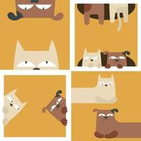 collection d'illustrations avec chien et chat drôles. vecteur