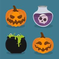 citrouilles d'halloween et potion vecteur