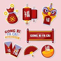 ensemble d'autocollants gong xi fa cai vecteur