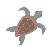 illustration vectorielle de tortue de mer de dessin animé dans un style plat vecteur