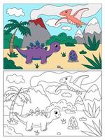 livre de coloriage pour enfants avec des dinosaures mignons vecteur