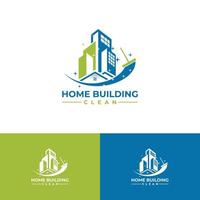 maison et bâtiments propre conception de logo immobilier icône vecteur illustration design