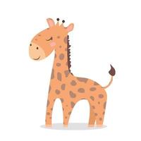 girafe de dessin animé mignon avec les yeux fermés. vecteur