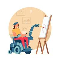jeune handicapé en fauteuil roulant vecteur
