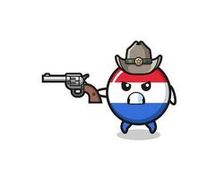 le cowboy du drapeau des pays-bas tirant avec une arme à feu vecteur