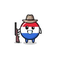 mascotte de chasseur de drapeau des pays-bas tenant une arme à feu vecteur