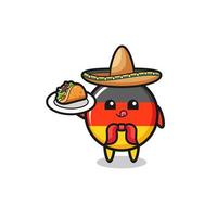 drapeau de l'allemagne mascotte de chef mexicain tenant un taco vecteur