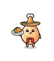 mascotte de chef mexicain de poulet frit tenant un taco vecteur