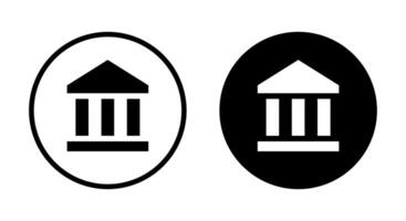 banque bâtiment icône vecteur sur noir cercle. musée Université signe symbole