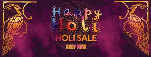 Holi site Internet bannière affiche pour vente et promotion modèle conception. Indien Festival de couleurs fête avec texte spécial Holi vente vecteur