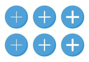 ajouter bouton icône vecteur dans plat style. plus symbole sur bleu cercle