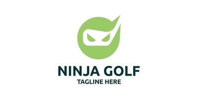 Créatif ninja logo conception, le golf, le golf club, négatif espace, logo conception modèle, symbole, icône, vecteur, Créatif idée. vecteur
