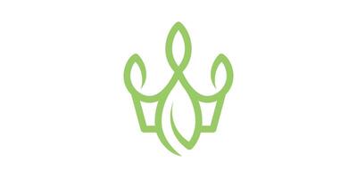 Créatif logo conception couronne et feuilles, roi, reine, nature, logo conception modèle, icône, symbole, Créatif idée. vecteur