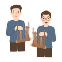 en jouant traditionnel musical instrument angklung illustration vecteur