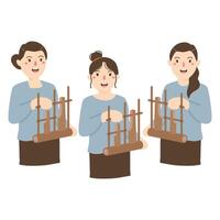 traditionnel musical instruments angklung Indonésie vecteur