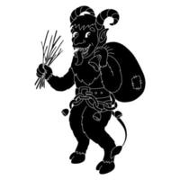 diable krampus. silhouette noire. élément de conception. illustration vectorielle isolée sur fond blanc. modèle pour livres, autocollants, affiches, cartes, vêtements. vecteur