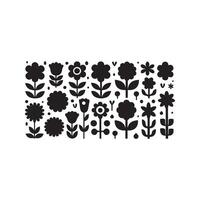 sauvage Prairie herbes floraison fleurs vecteur silhouettes collections vecteur art illustration