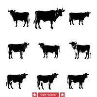 majestueux vache collection élégant silhouettes parfait pour rustique artisanat et pays à thème projets vecteur