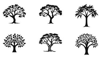 arboricole fantaisie silhouette arbre dessins vecteur