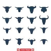 majestueux vache tête silhouettes diverse dessins pour votre projets vecteur