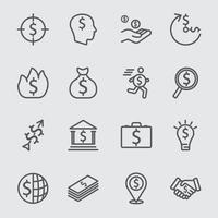 icônes de ligne d'argent d'affaires vecteur