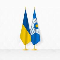 Ukraine et cis drapeaux sur drapeau rester, illustration pour diplomatie et autre réunion entre Ukraine et cis. vecteur