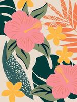 abstrait floral moderne verticale bannière avec tropical exotique feuilles pour intérieur décoration. vecteur. vecteur