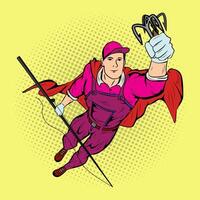 pêcheur super héros bande dessinée pop art vecteur Stock illustration