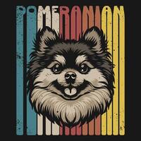 rétro poméranien chien T-shirt conception vecteur illustration