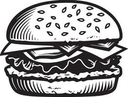 Burger vecteur noir et blanc