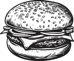 Burger vecteur noir et blanc