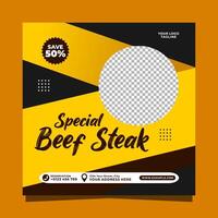 spécial du boeuf steak social médias bannière Publier vecteur modèle
