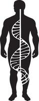 silhouette combiné avec le modèle de ADN double hélix vecteur