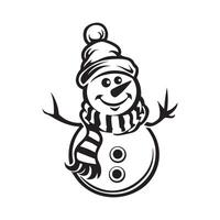 bonhomme de neige avec chapeau et foulard. mignonne dessin animé personnage, Noël et Nouveau année bonhomme de neige vecteur