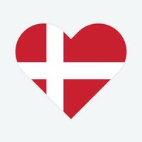 Danemark nationale drapeau vecteur illustration. Danemark cœur drapeau.