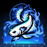 bleu jante betta poisson mascotte. esport logo conception vecteur