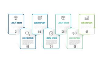 infographie processus avec sept pas à succès. pouvez être utilisé pour présentation, flux de travail mise en page, diagramme, bannière. vecteur illustration.