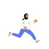 coureur. des joggeurs. Jeune femme dans hijab en cours d'exécution. vecteur