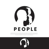 logo de profil de visage noir isolé. homme, femme, silhouette familiale. signes masculins et féminins vector.print vecteur