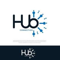 signe de mot de hub associé de logo de marque de mot, icône de connexion vecteur